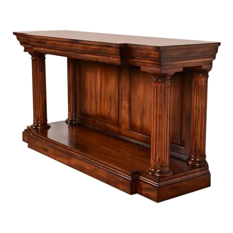 Romweber Neoklassische griechisch-römische Säule Form geschnitzt Mahagoni Konsolentisch im Angebot