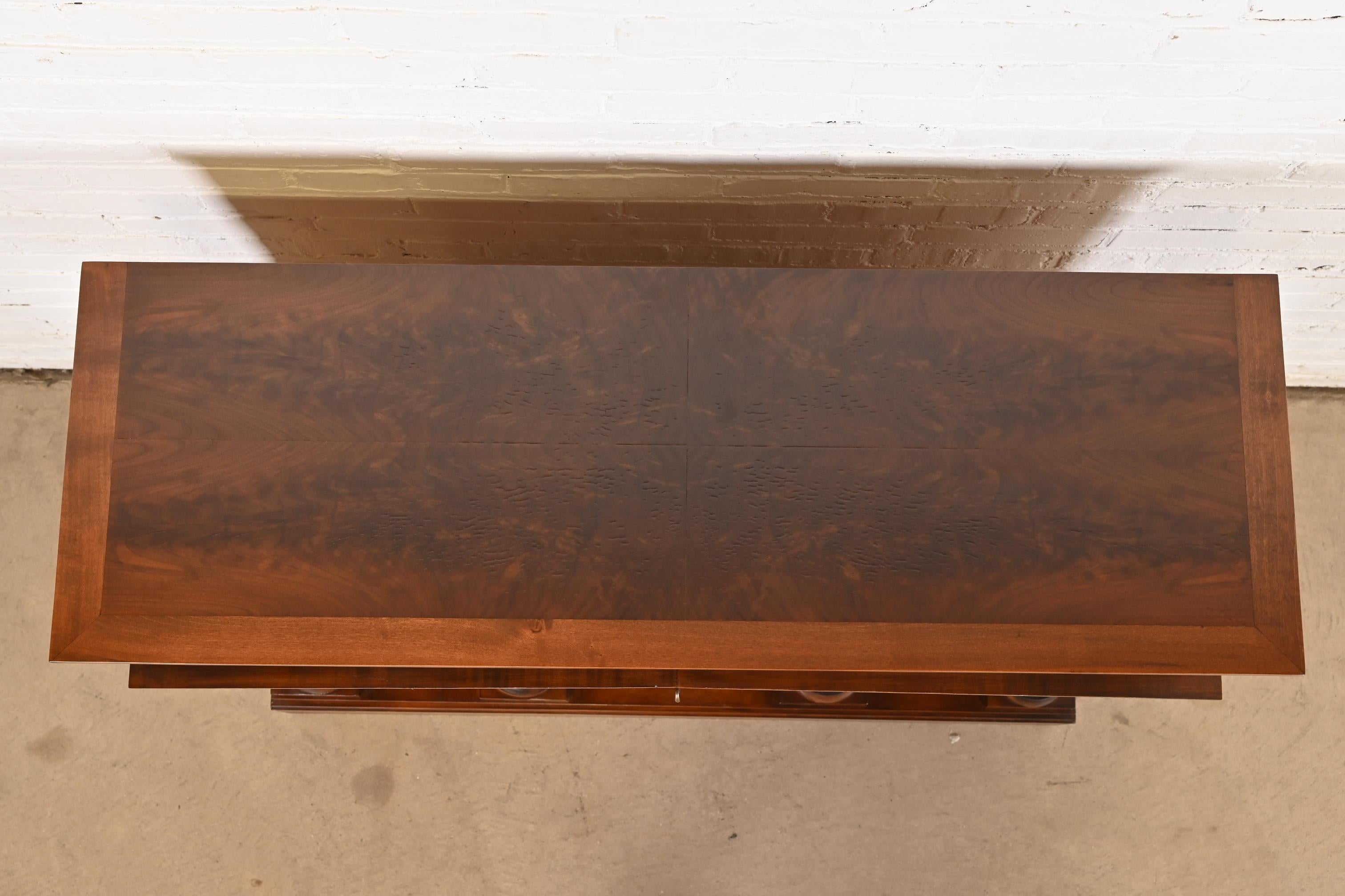 Romweber Neoclassical Pantheon Form Carved Walnut and Burl Wood Sideboard For Sale 4