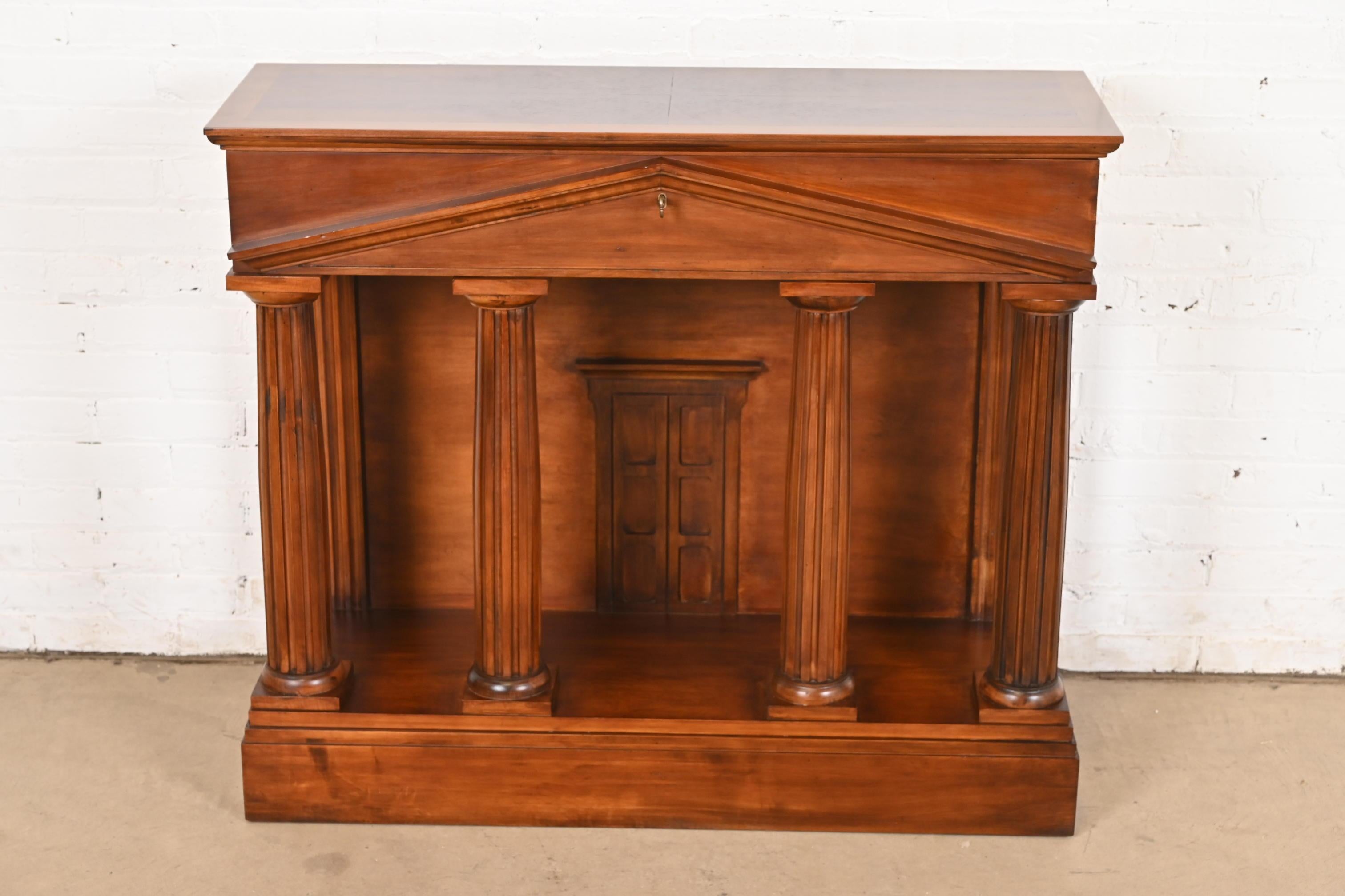 Classical Greek Romweber Neoclassical Pantheon Form Carved Walnut and Burl Wood Sideboard For Sale