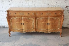 Romweber Ornate Burl Wood French Carved Sideboard Credenza
