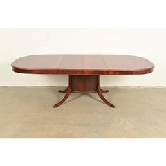 Romweber Regency Mahogany Pedestal Extension Dining Table, Newly Refinished