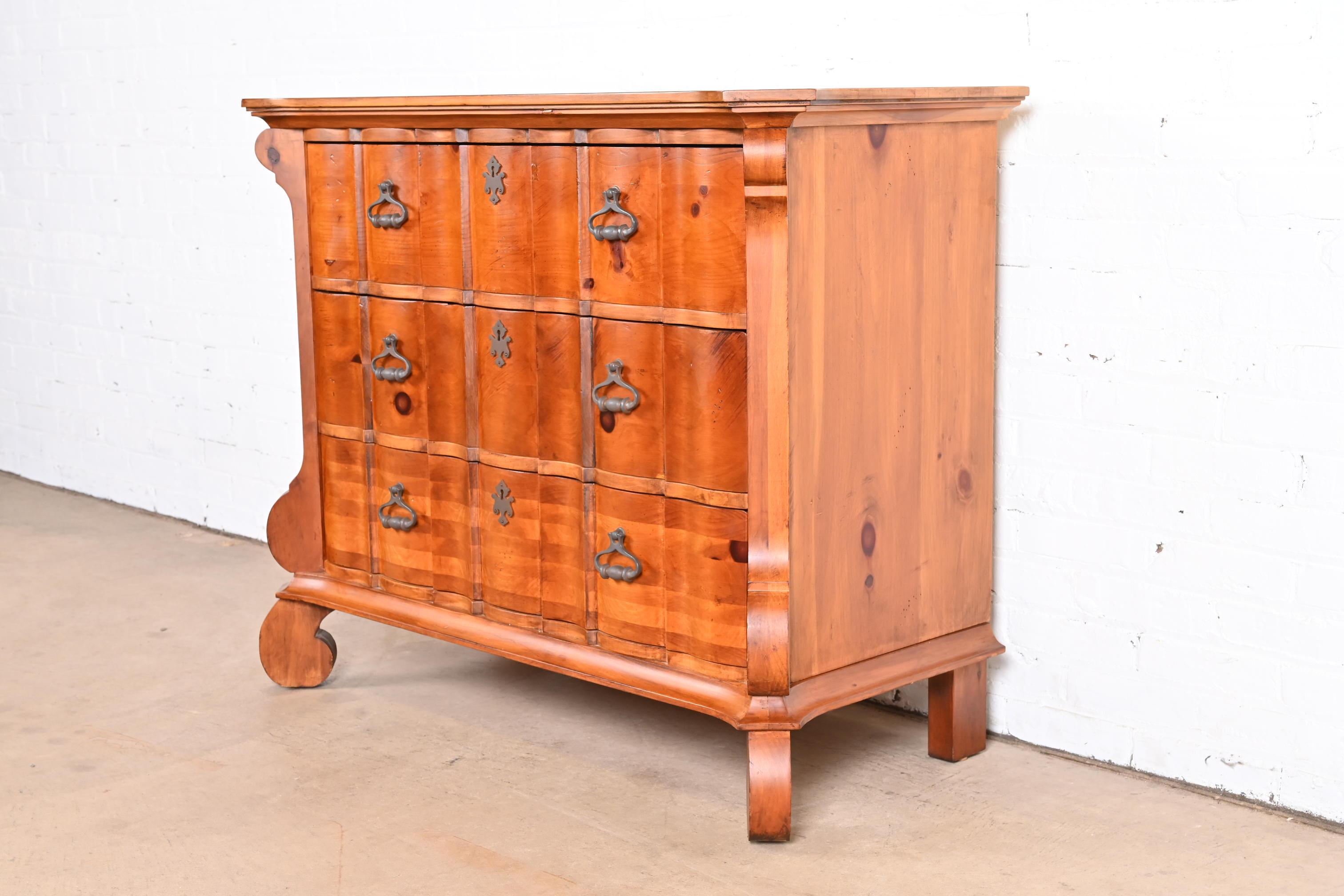American Romweber Spanish Baroque Carved Pine Commode or Chest of Drawers For Sale
