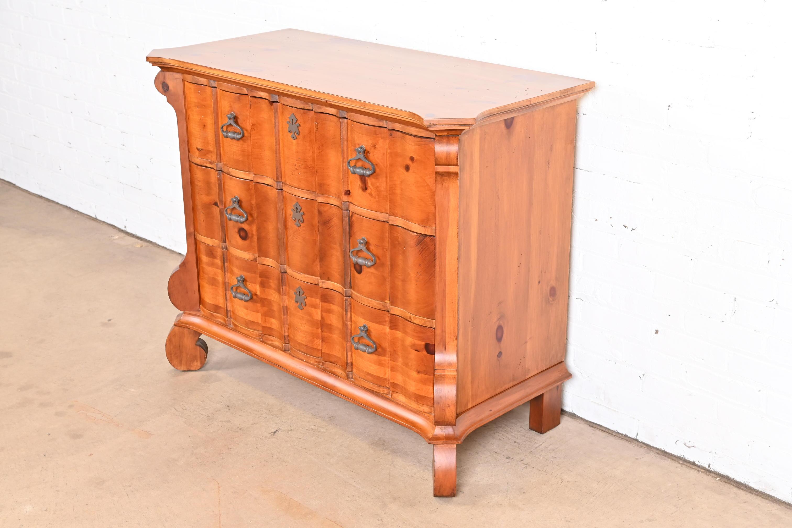Romweber Spanish Baroque Carved Pine Commode or Chest of Drawers In Good Condition For Sale In South Bend, IN