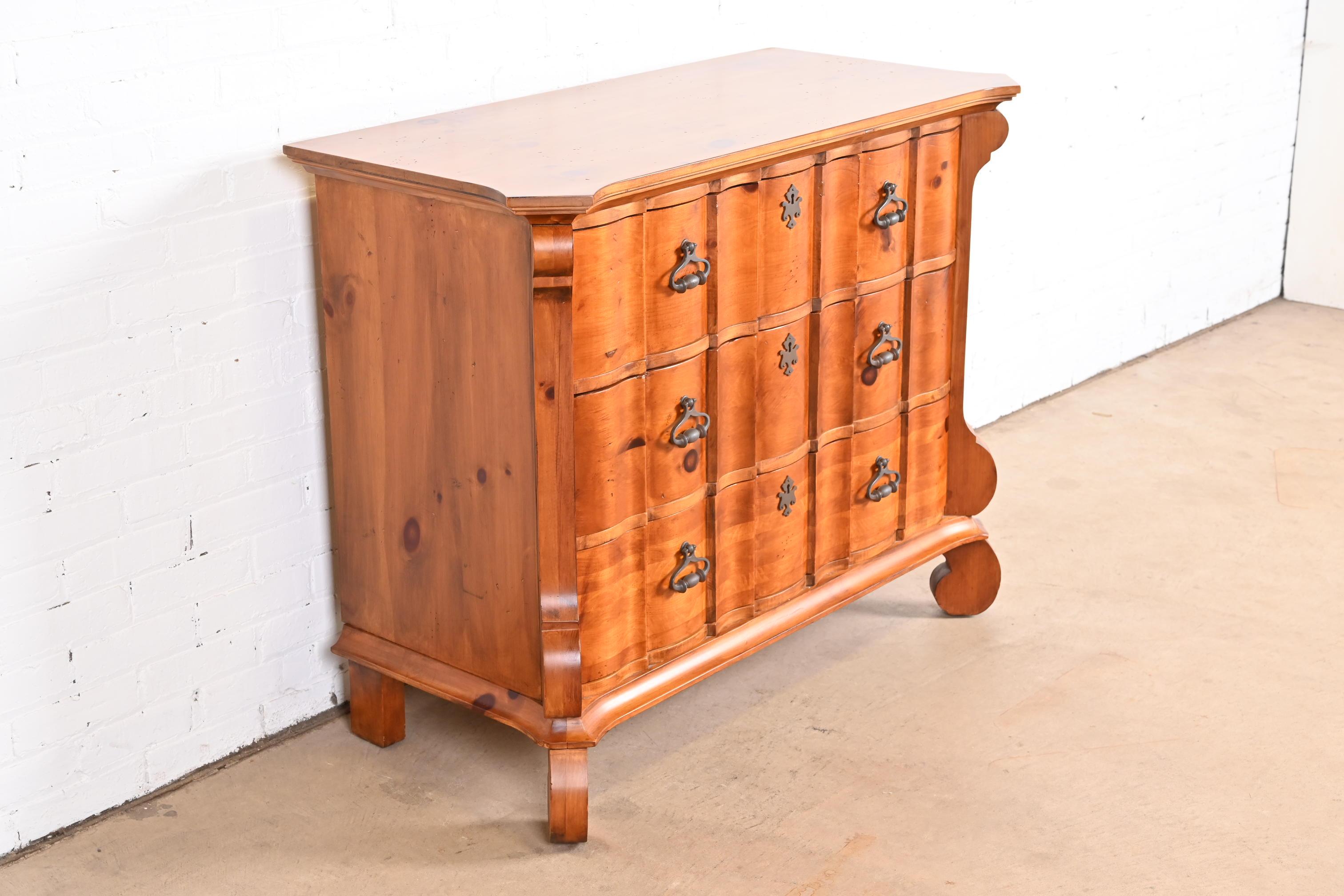 20th Century Romweber Spanish Baroque Carved Pine Commode or Chest of Drawers For Sale