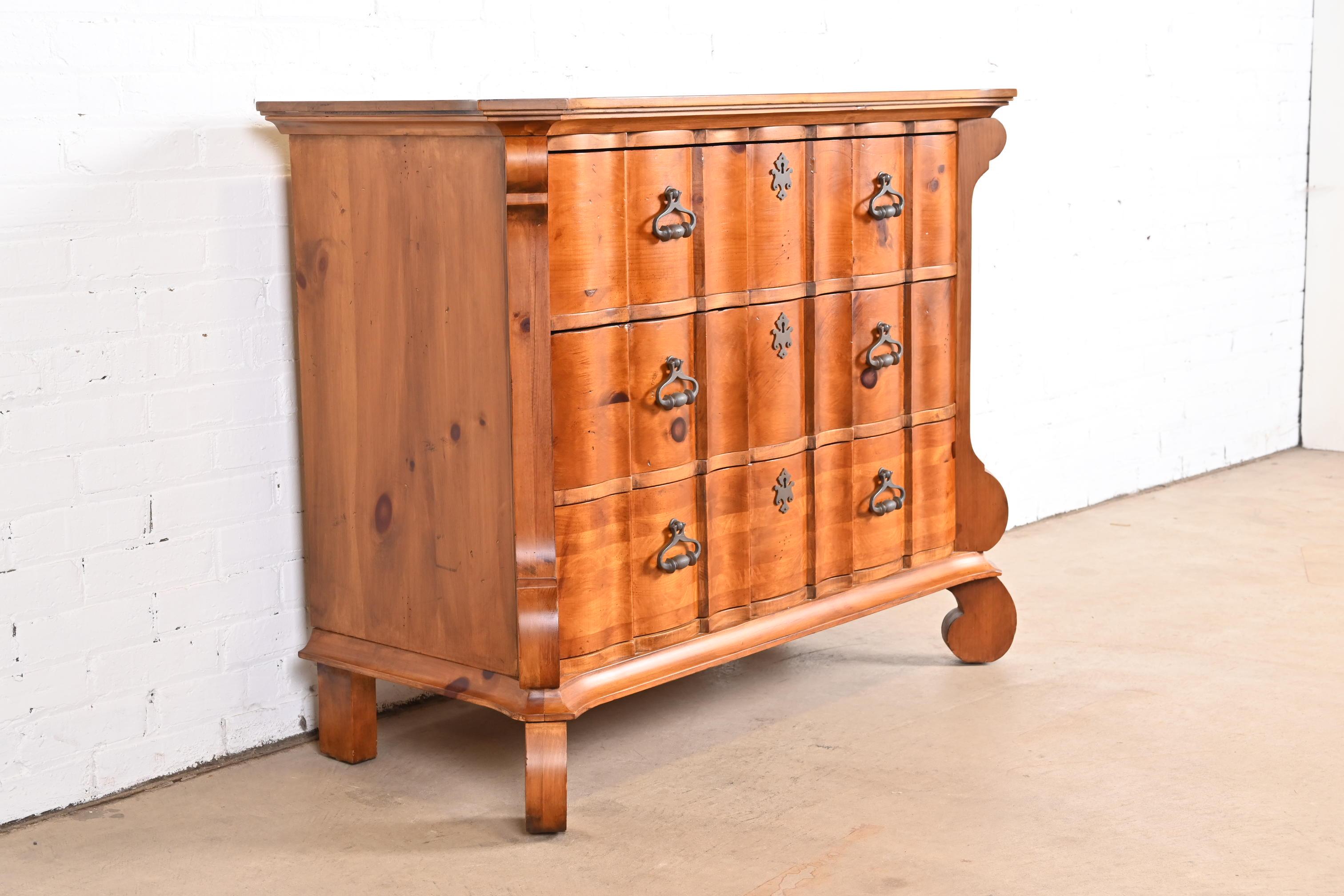 Romweber Spanish Baroque Carved Pine Commode or Chest of Drawers For Sale 1
