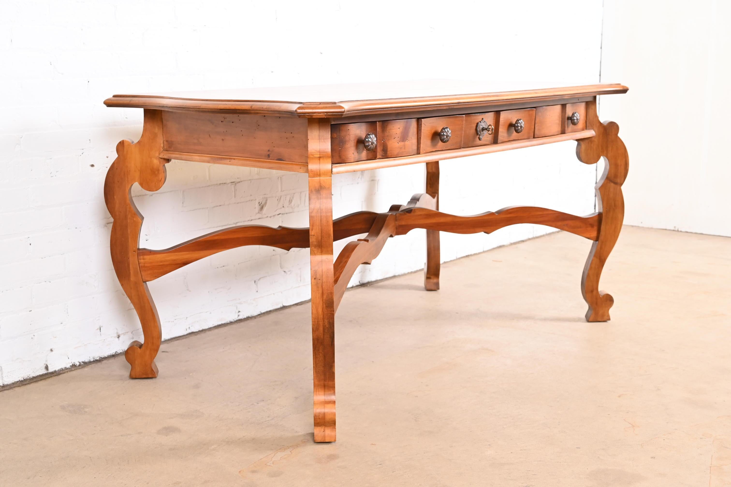 Brass Romweber Spanish Baroque Carved Pine Writing Desk For Sale