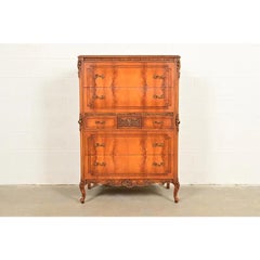 Romweber Style Antique French Provincial Louis XV Highboy Dresser, Circa 1920s