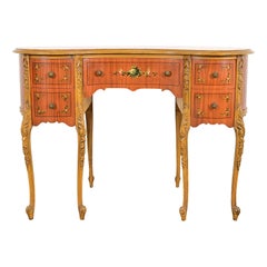 Coiffeuse en bois satiné sculpté Louis XV de style provincial français Romweber, vers 1920