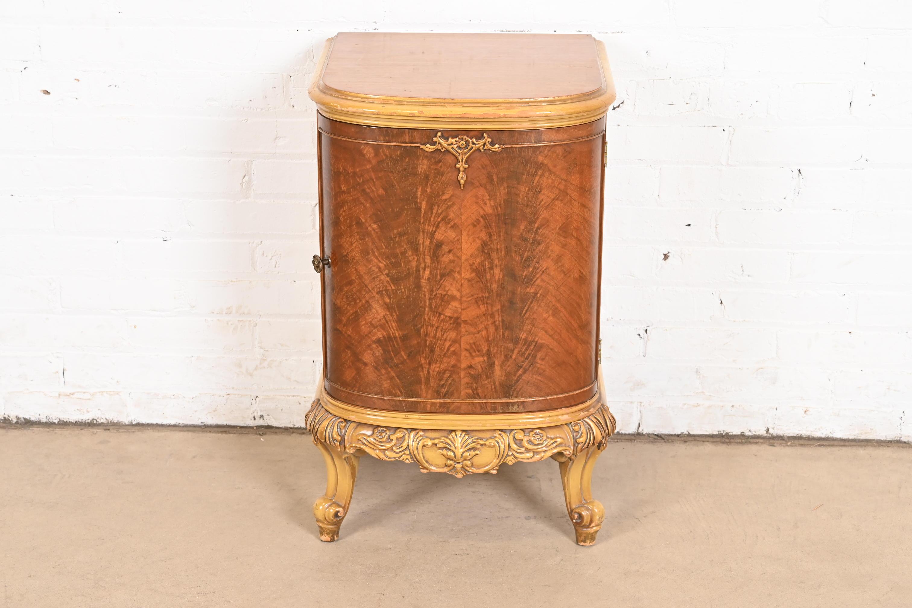 American Romweber Style French Provincial Louis XV Flame Mahogany Nightstand For Sale