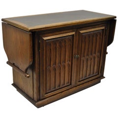 Romweber Estilo Vikingo Roble Madera Hoja Caída Servidor Gótico Rolling Bar Cart Buffet