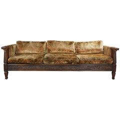 Romweber Viking Oak Carved Sofa 3-Seat Couch 1960s Retro Midcentury