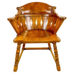 Romweber Viking Oak Leather Back Captains Armchair, Set of 4