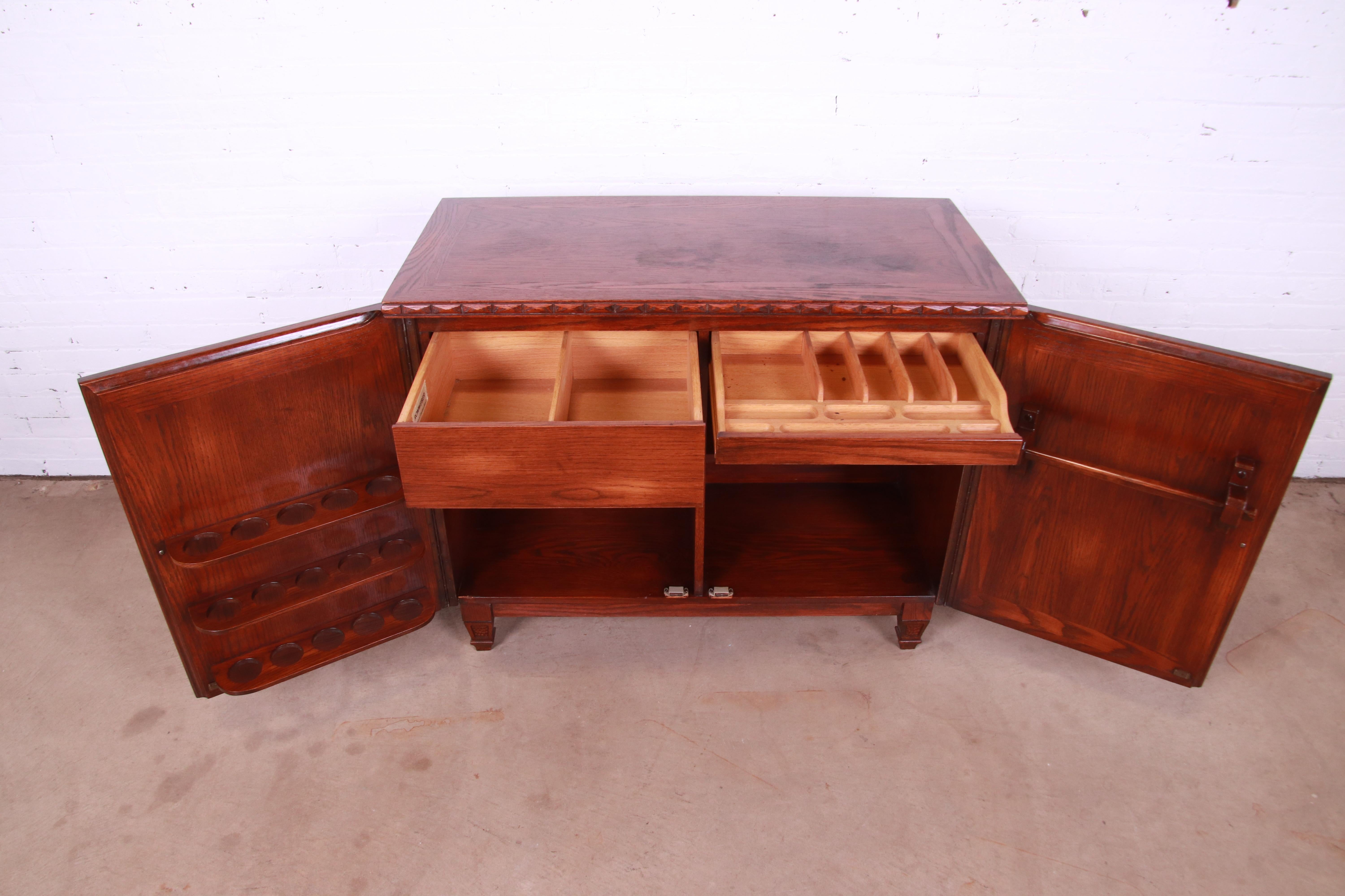 American Romweber Viking Oak Lift Top Bar Cabinet, Circa 1960s For Sale