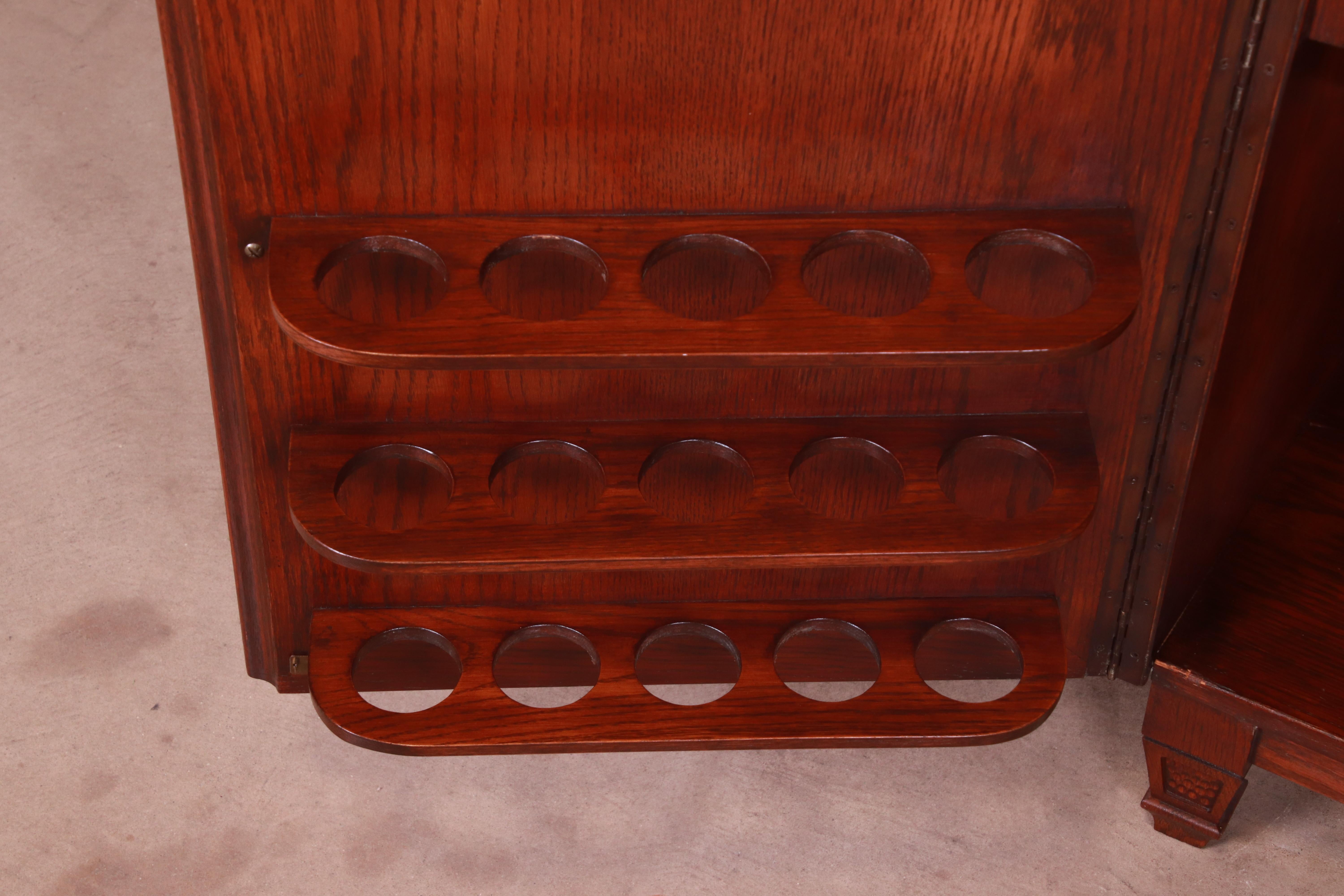 20th Century Romweber Viking Oak Lift Top Bar Cabinet, Circa 1960s For Sale