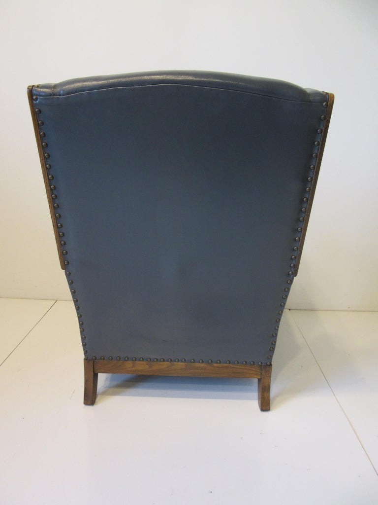 Romweber Wine Cellar Tasting Room Leather Carved Wingback Chair For