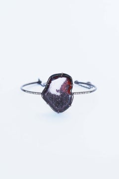 Bracelet ROMY, agate noire, rouge et blanche avec 0,12 carat de diamants et 18 carats