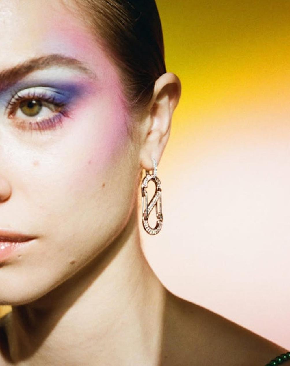 Orecchino Romi Grande in oro bianco con pavè completo In condizioni Nuovo in vendita a Milano, IT