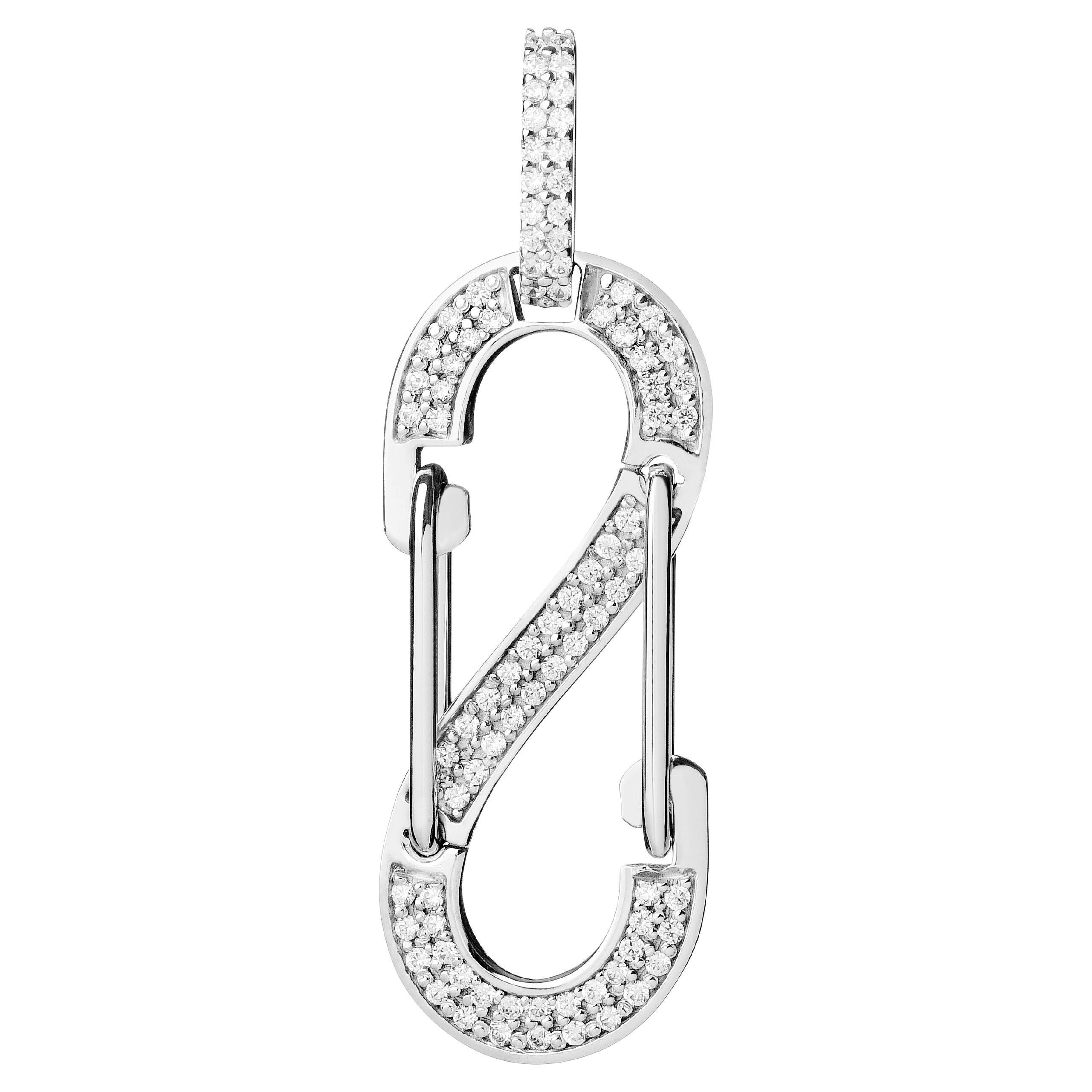 Orecchino Romi Grande in oro bianco con pavè completo in vendita