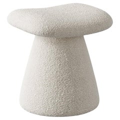 "Romy" Upholstered Stool in Berbers / Bouclés by Christiane Lemieux