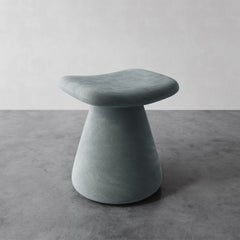"Romy" Upholstered Stool in Mineral Performance Velvet by Christiane Lemieux