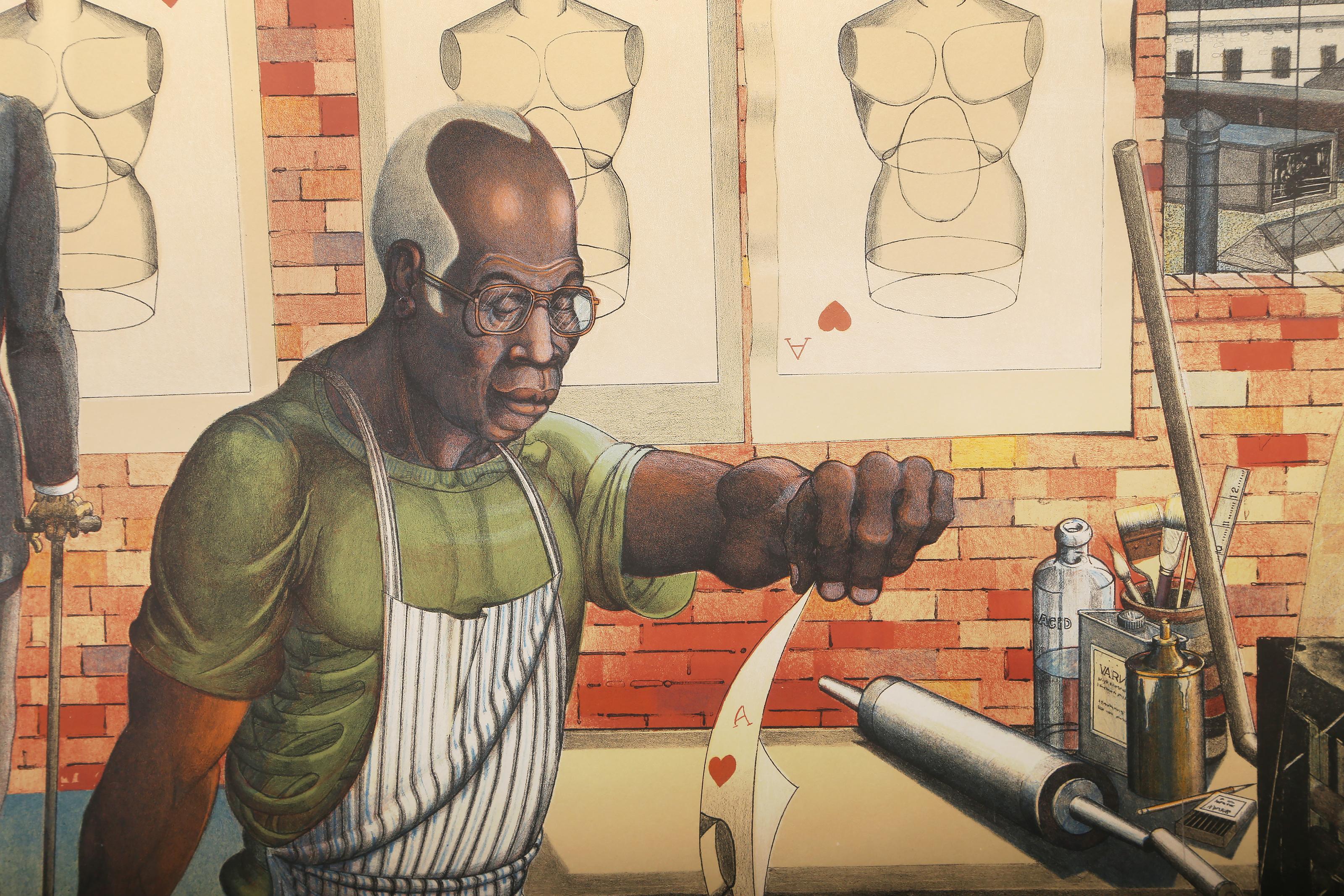 Robert Blackburn, Contemporary Figurative Lithograph by Ron Adams For Sale 1