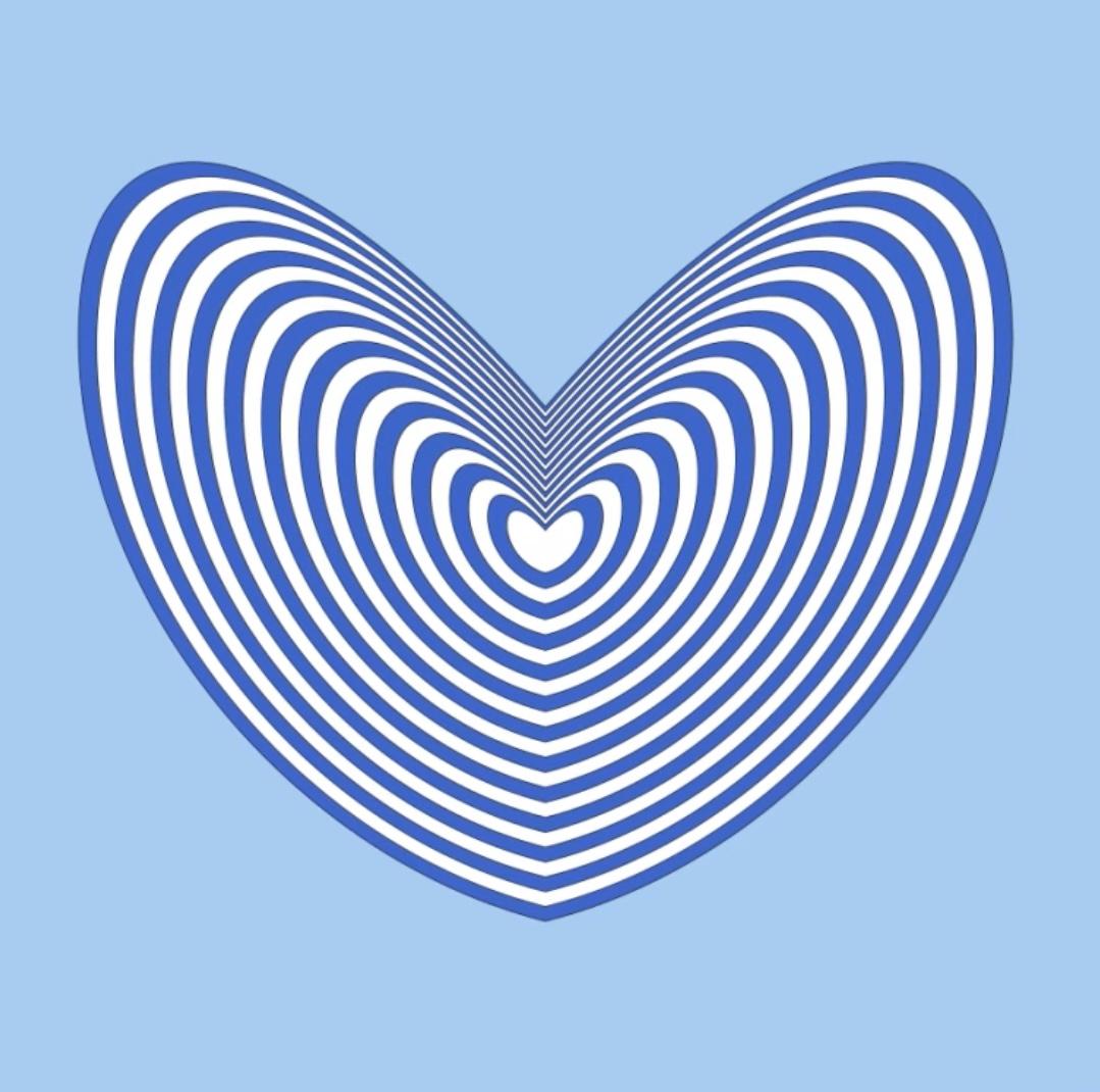 Beating Love hologram agamograph in the Israeli flag colors Blue - Print by Ron Agam