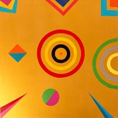 Kunst und Space, Ron Agam, Geometrische Op Art Malerei Acryl auf Holz, 2022