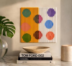 „Floating Frequencies“, Ron Agam – Abstrakte geometrische optische Relief-Wandskulptur