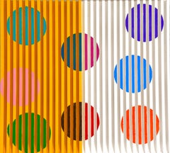 „Floating Frequencies“, Ron Agam – Abstrakte geometrische optische Relief-Wandskulptur