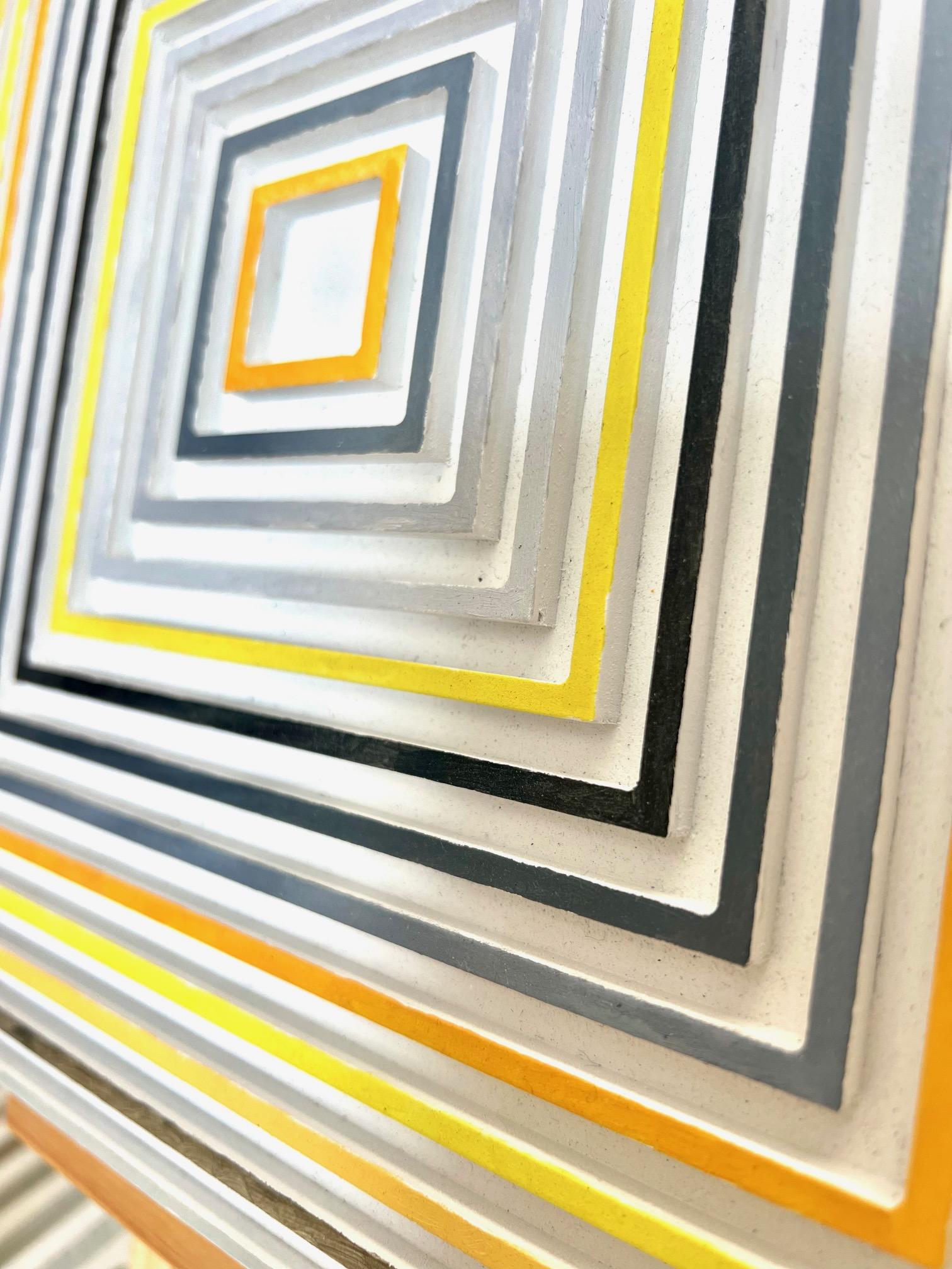 Linea geometrica Quadrato Grigio - Painting di Ron Agam