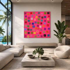 «My Love of Square in Pink», de Ron Agam, composición geométrica abstracta en color, 2026