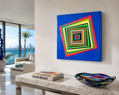 « Ocean Square » de Ron Agam, géométrie cinétique en couleur, acrylique sur bois et résine époxy, 2016