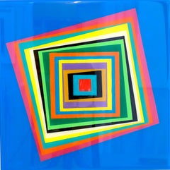 « Ocean Square » de Ron Agam, géométrie cinétique en couleur, acrylique sur bois et résine époxy, 2016
