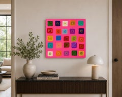 Square Energy Pink by Ron Agam, Geometric Abstract Painting, 2026
