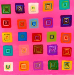Square Energy Pink by Ron Agam, Geometric Abstract Painting, 2026