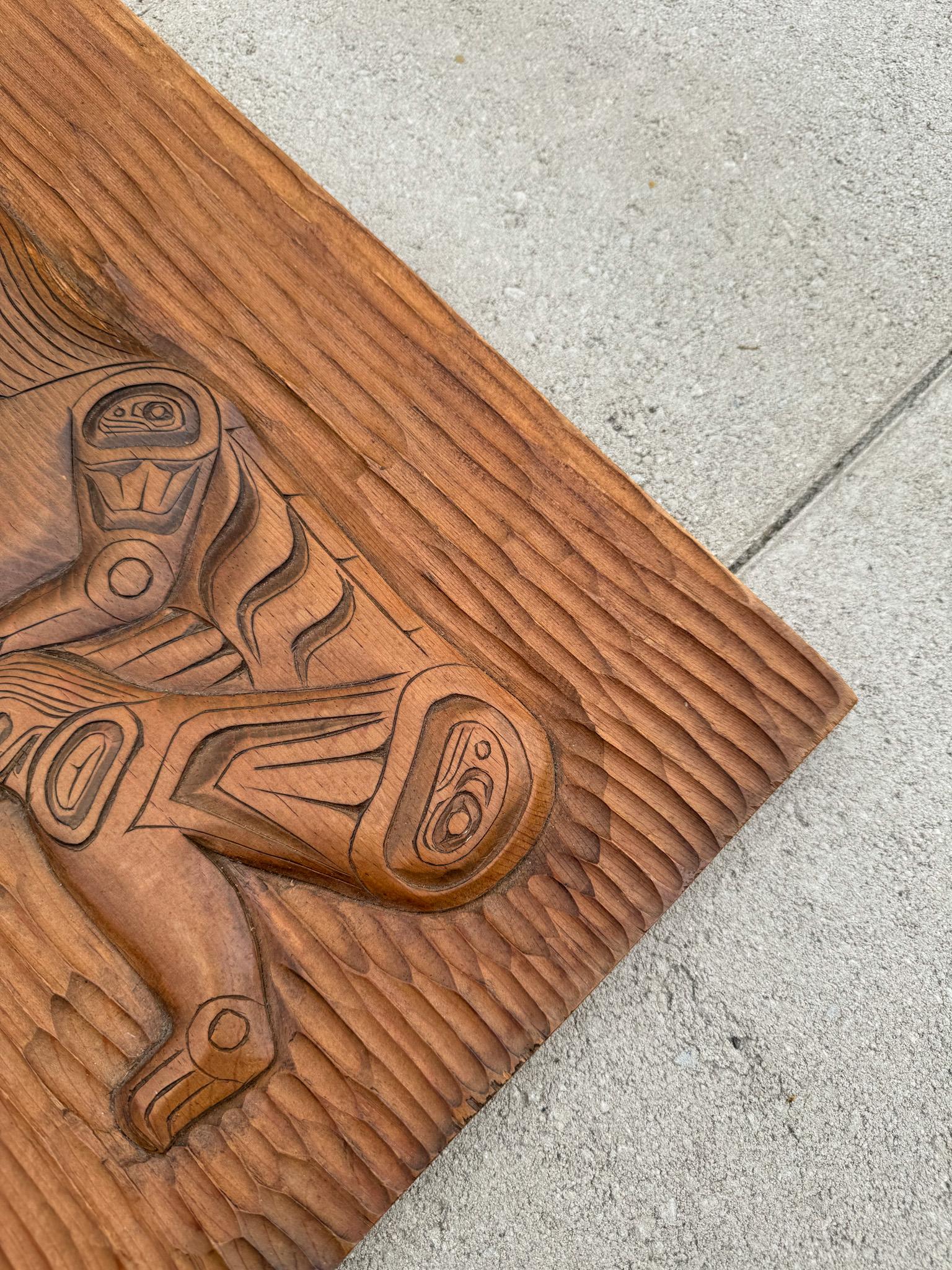 Ron Aleck Carved Wood Plaque, Pacific North West Coast, 20th Century For Sale 5