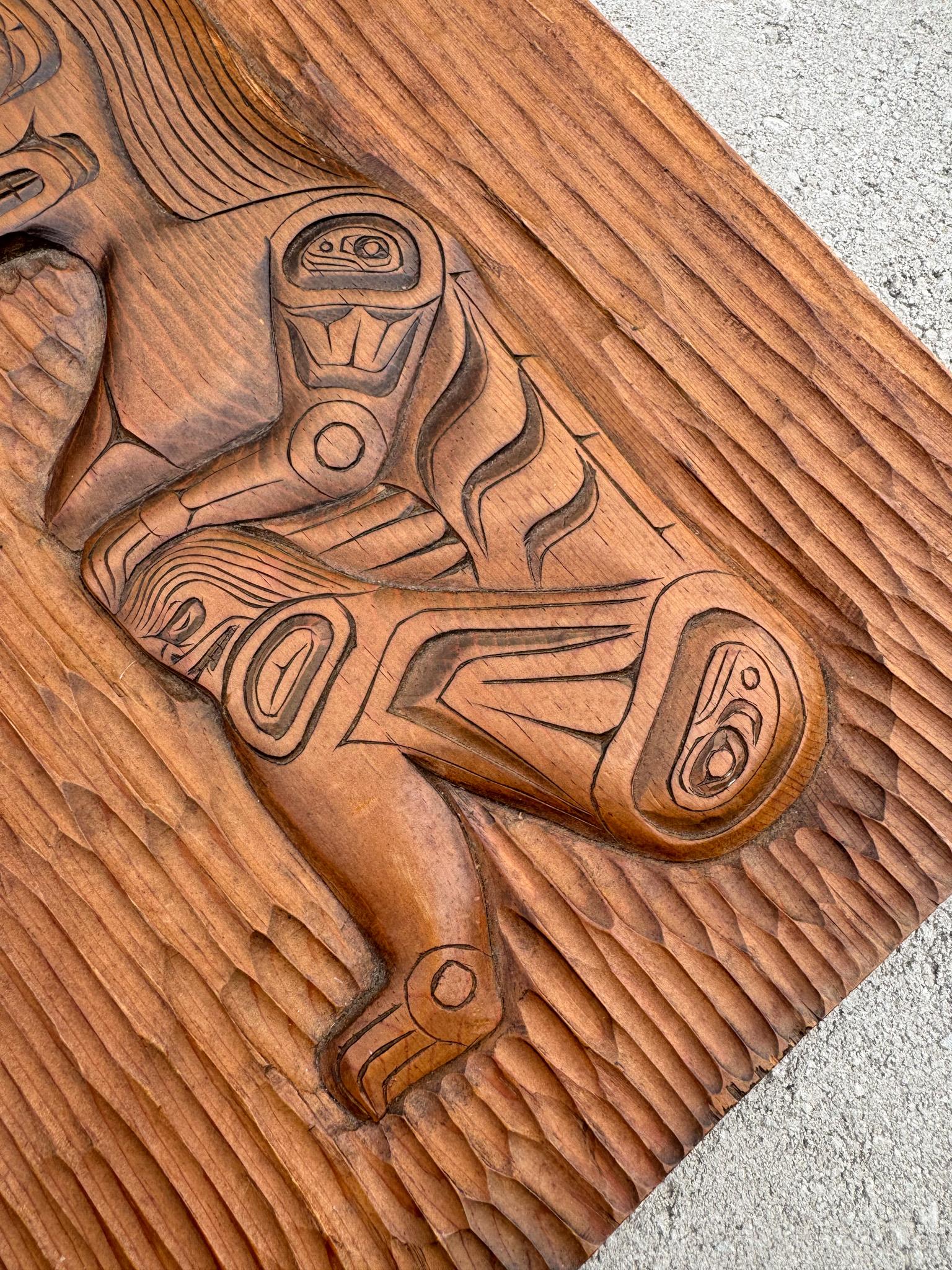 Ron Aleck Carved Wood Plaque, Pacific North West Coast, 20th Century For Sale 7