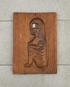 Ron Aleck Carved Wood Plaque, Pacific North West Coast, 20th Century