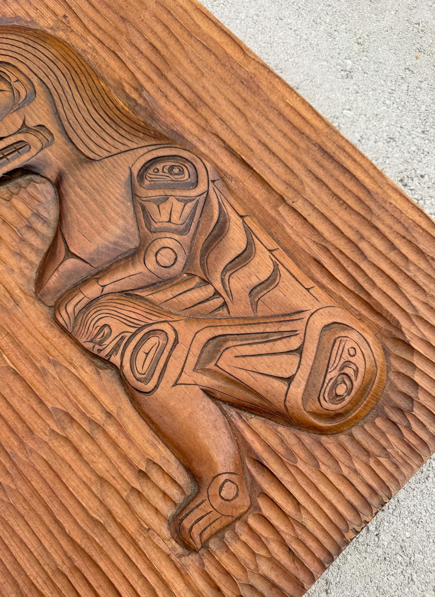 Ron Aleck Carved Wood Plaque, Pacific North West Coast, 20th Century In Good Condition For Sale In San Juan Capistrano, CA