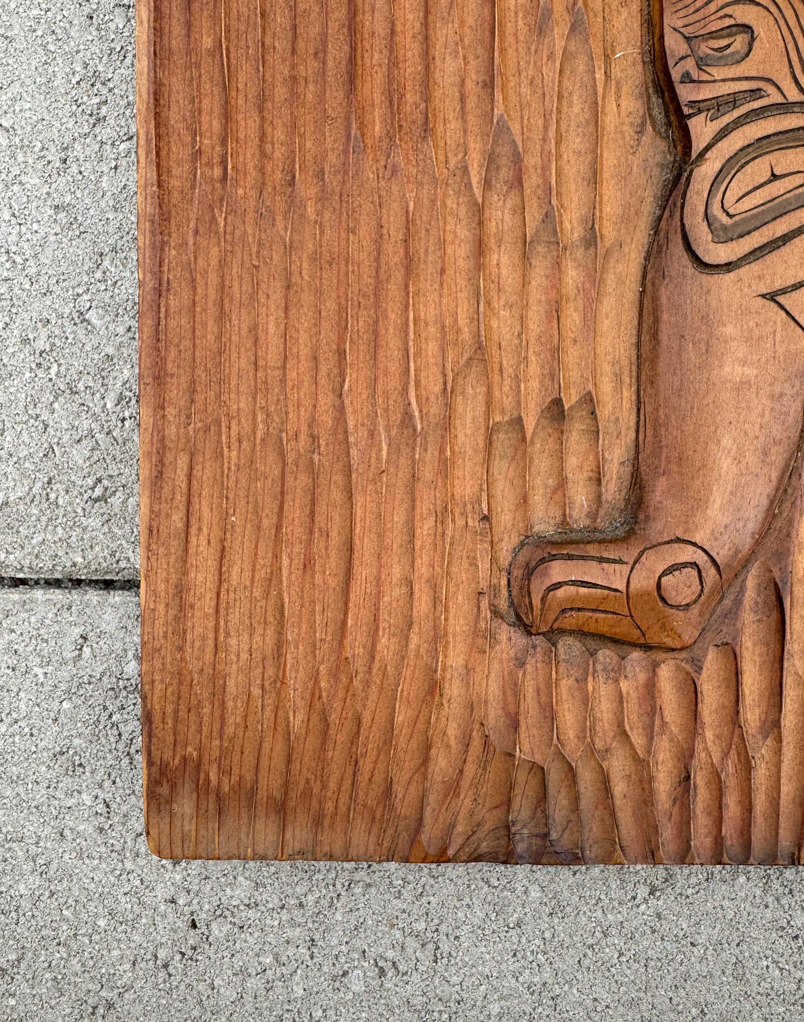 Ron Aleck Carved Wood Plaque, Pacific North West Coast, 20th Century For Sale 3