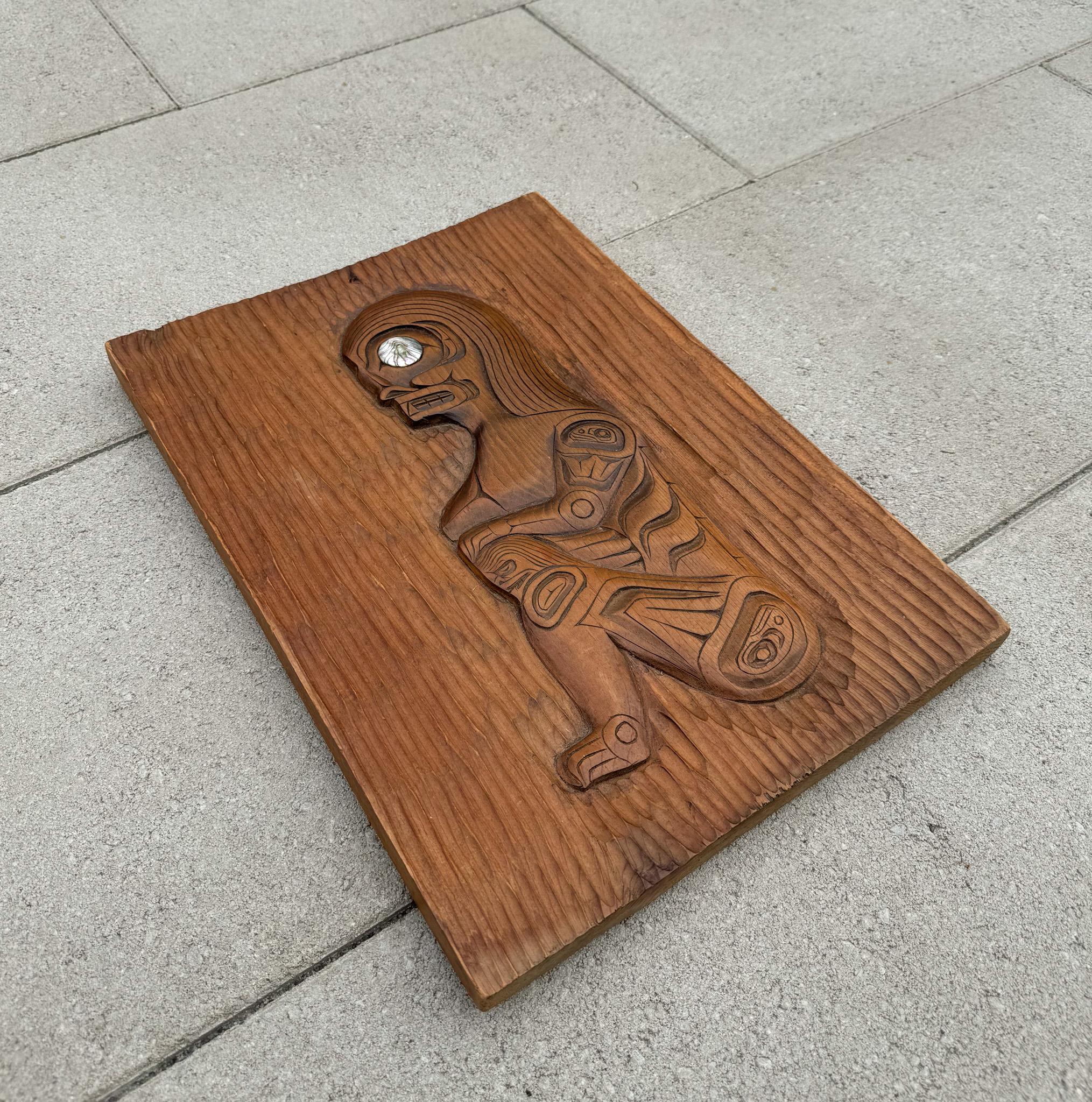 Ron Aleck Carved Wood Plaque, Pacific North West Coast, 20th Century For Sale 4