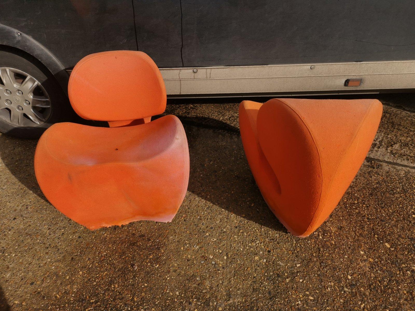 Machine-Made Ron Arad circa 1991, Four Soft Big Heavy Orange Armchairs Made by Moroso, Italy For Sale