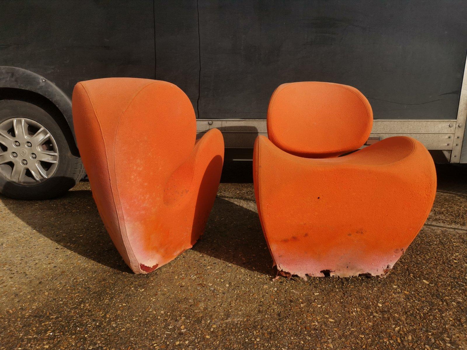 Ron Arad circa 1991, Four Soft Big Heavy Orange Armchairs Made by Moroso, Italy In Good Condition For Sale In London, GB