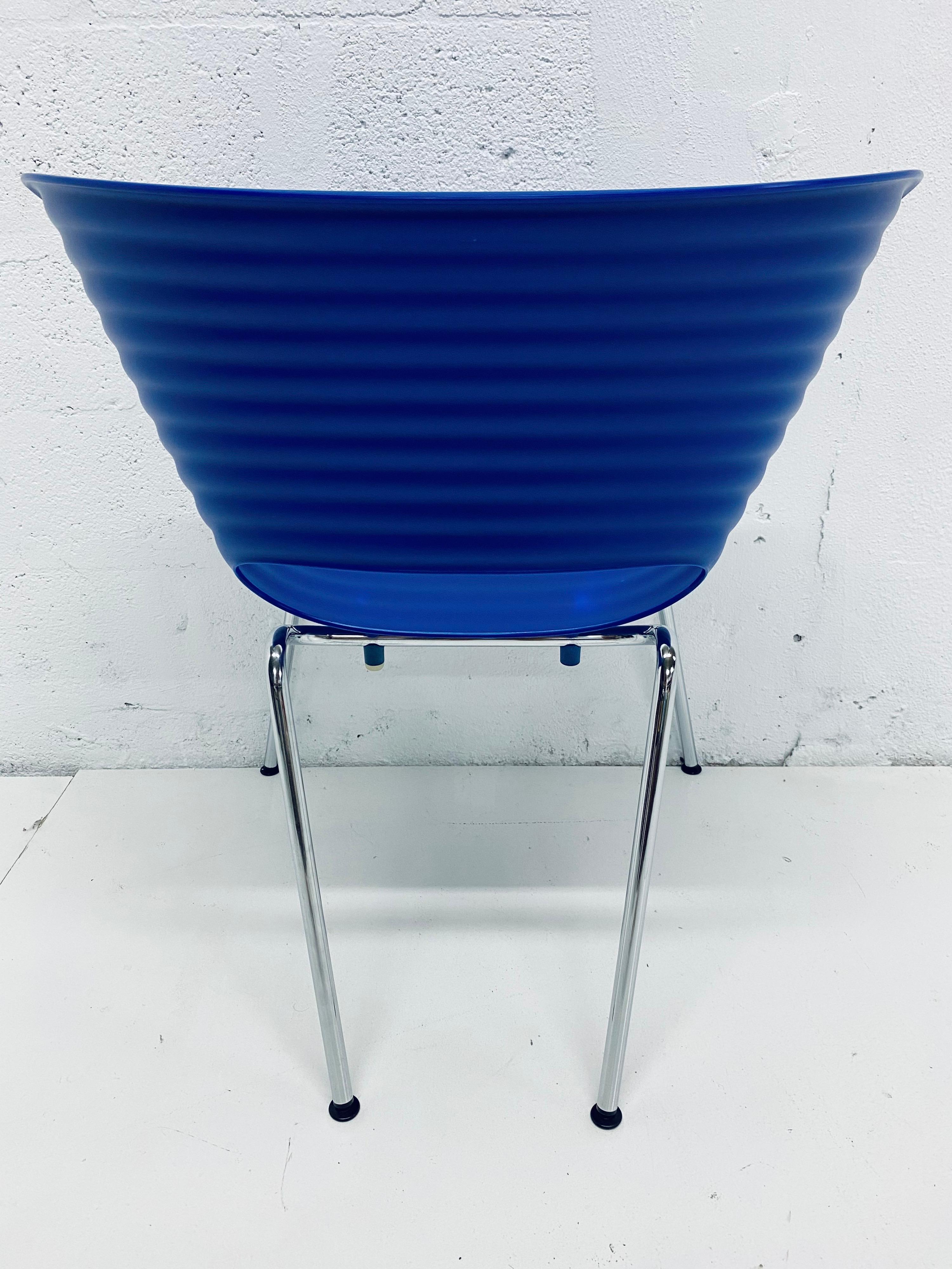 German Ron Arad Cobalt Blue Tom Vac Plastic Shell Chair for Vitra