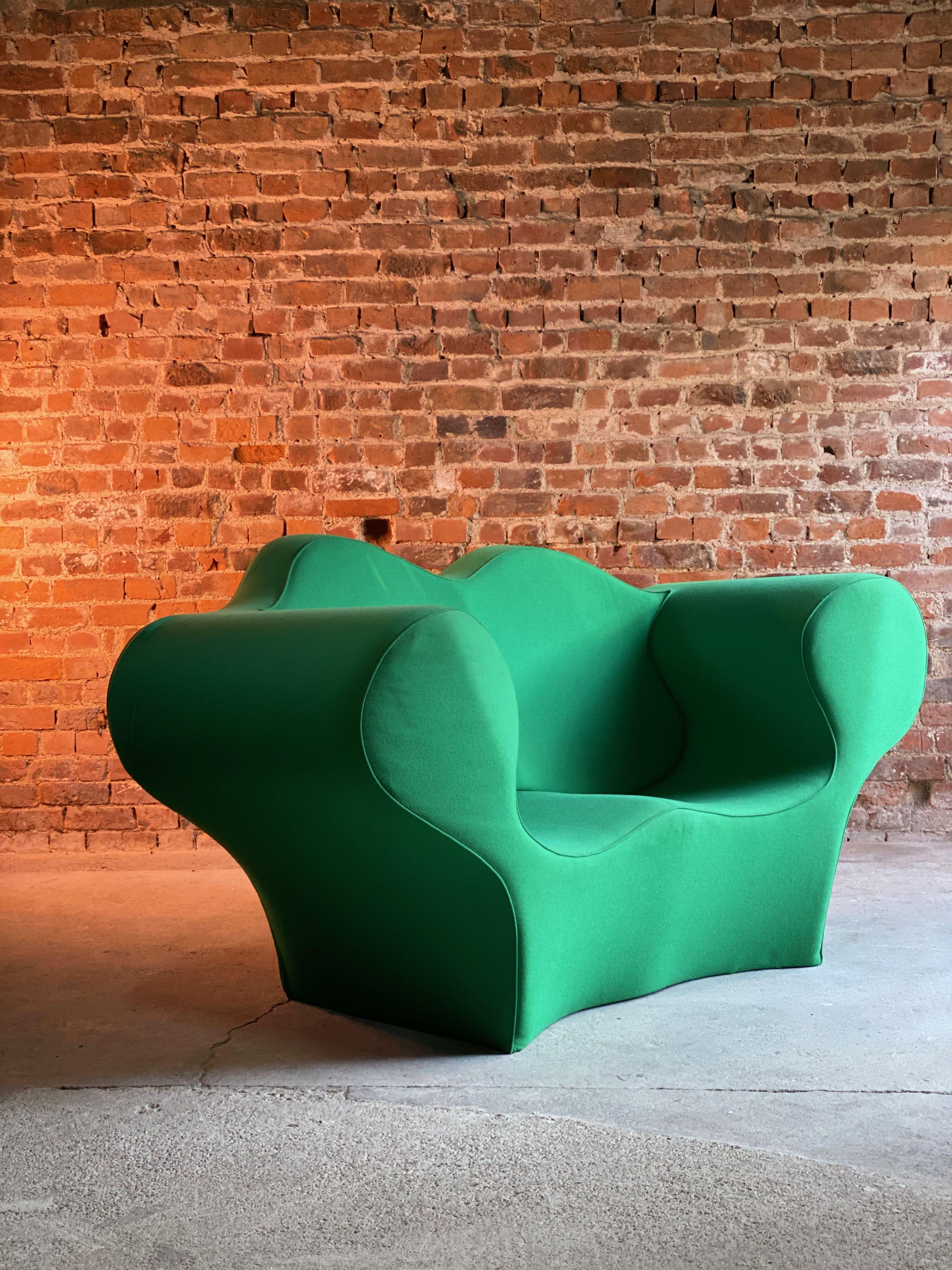 Italian Ron Arad Double Soft Big Easy Sofa in Green by Moroso Italy, circa 1991