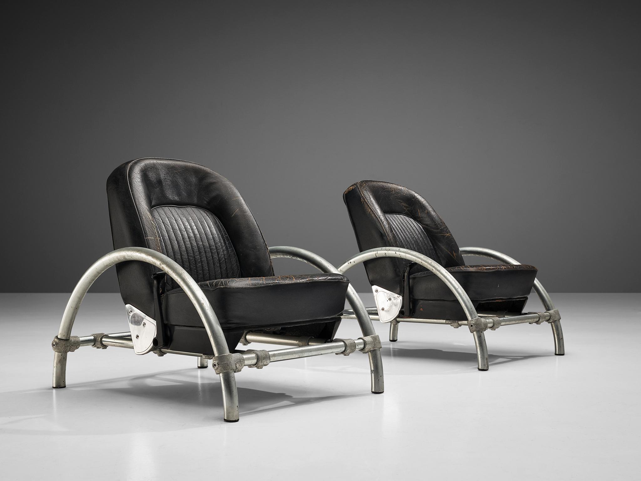 Ron Arad for One Off, lounge chairs model ‘Rover’, steel, iron, leather, United Kingdom, designed in 1981

With the ‘Rover’ chair Israelian born designer Ron Arad successfully started his career. Arad’s first design sold quickly, also to
