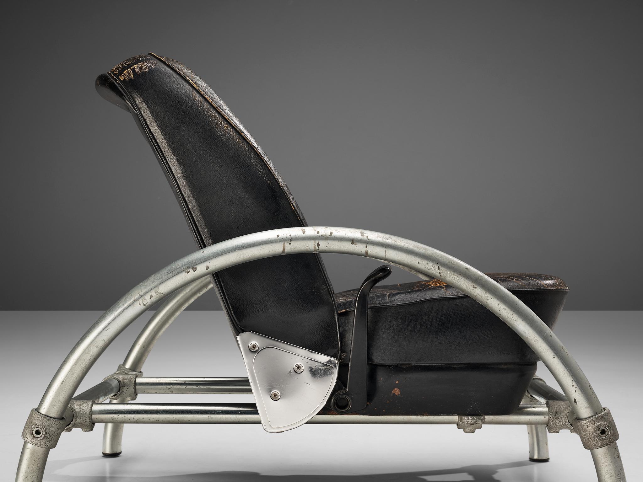 Ron Arad for One Off 'Rover' Lounge Chairs in Steel and Original Leather 1