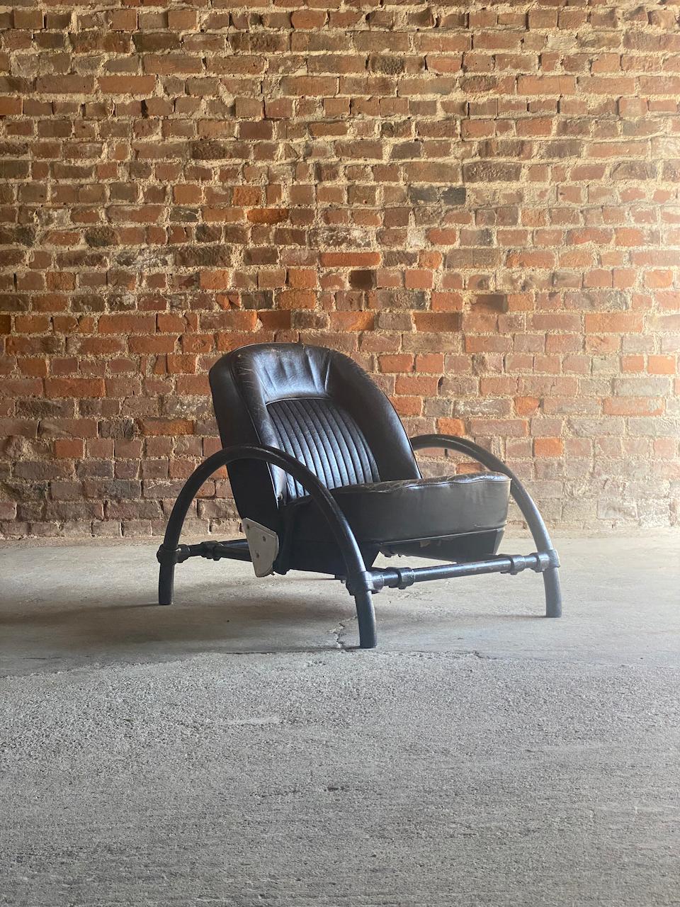 Ron Arad rover chair by One Off Limited Circa 1981

Ron Arad 'Rover' armchair by One Off Ltd London circa 1981 finished in black leather upholstery, designed by Arad in 1981 during his early experimentation with industrial design, after salvaging