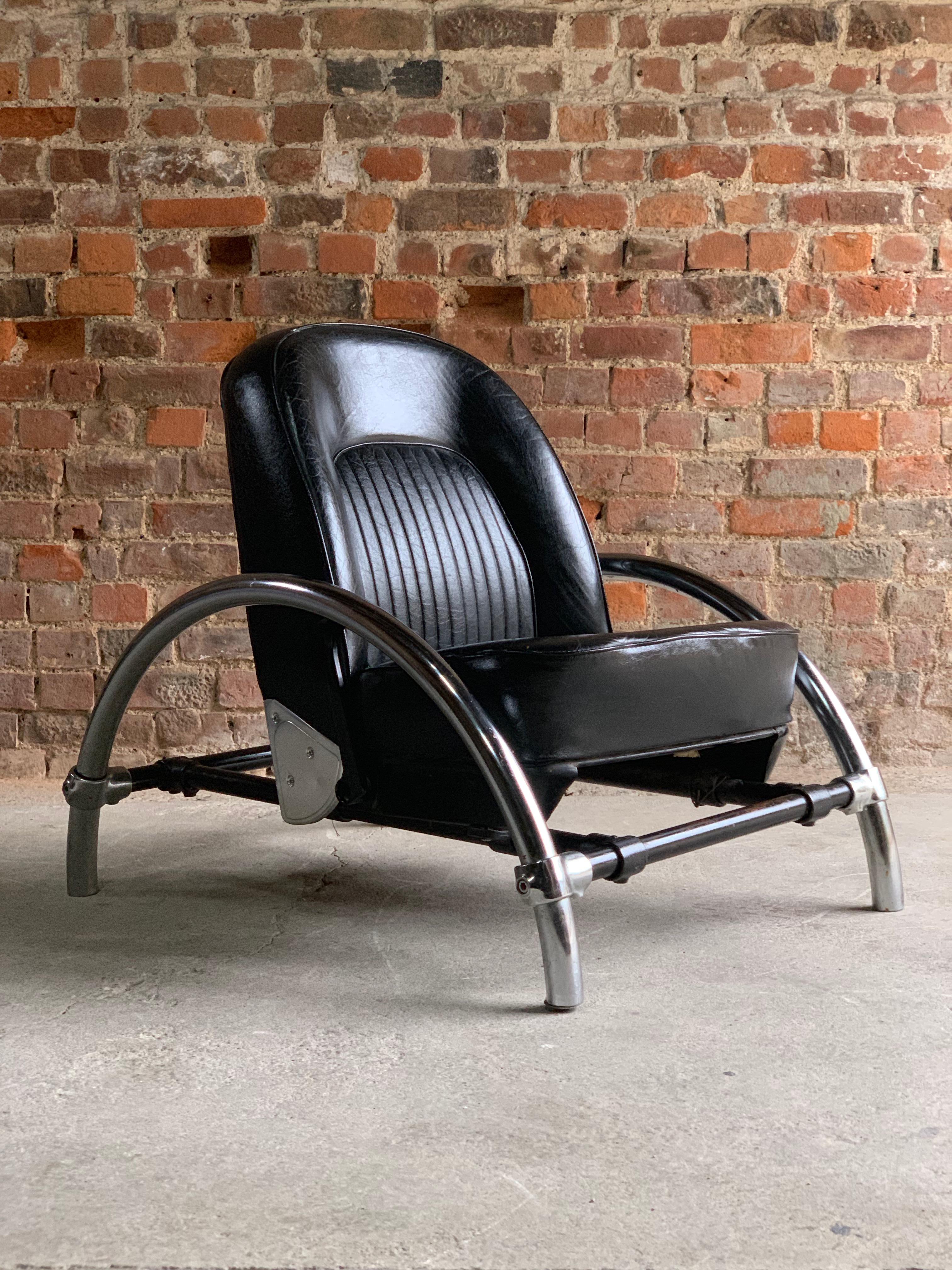Ron Arad Rover Chair 1981, Black leather Rover chair with reclining action.

Ron Arad said he 