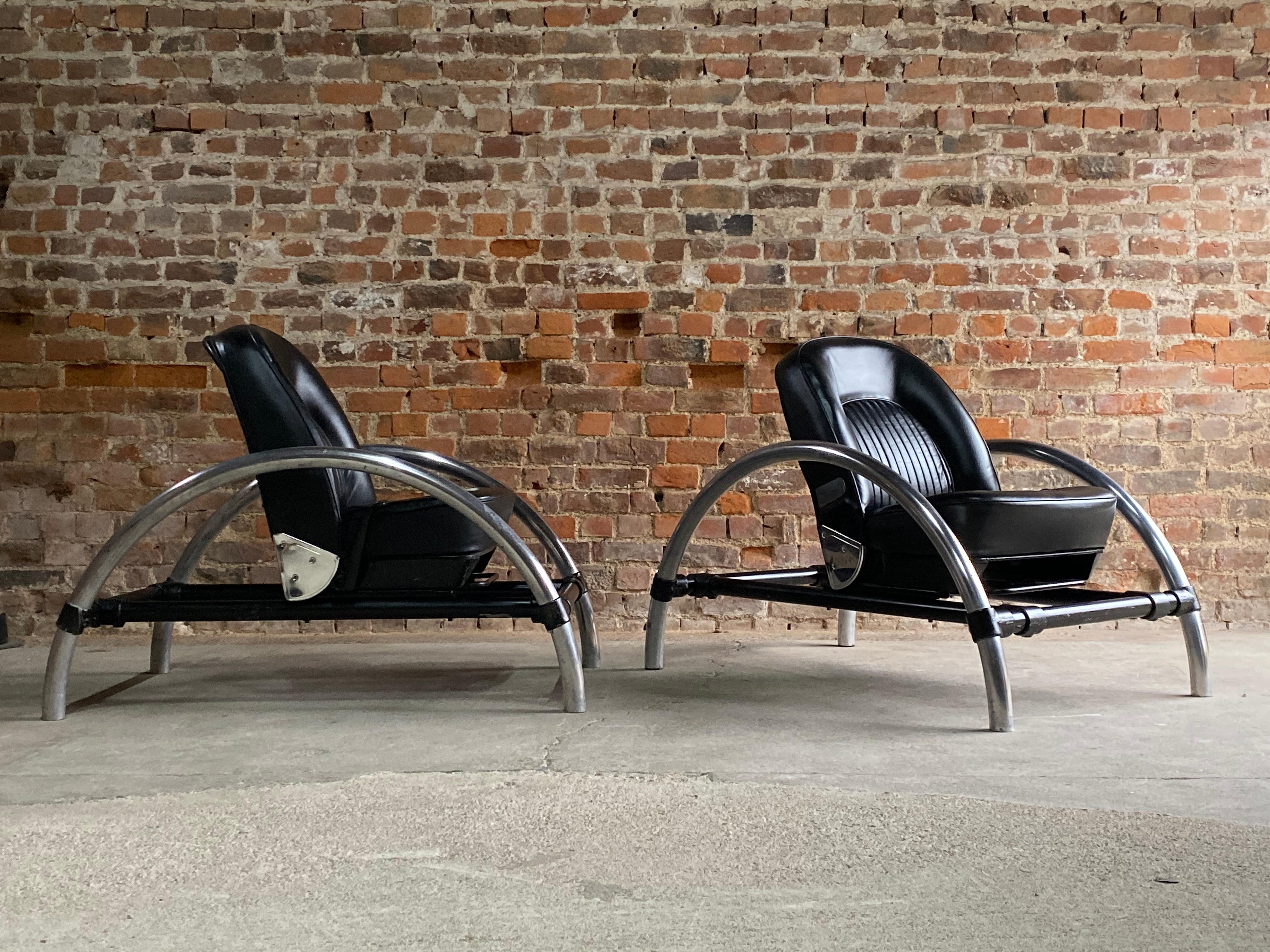 Industrial Ron Arad Rover Chairs Pair by One Off Ltd, circa 1981